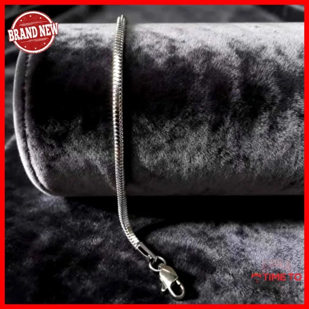 Men's Sterling Silver Snake Chain Bracelet Adjustable 8 Inch Cuff